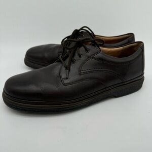 Drew Goldkrone Brown Leather Plain Toe Derby Shoes Size 10
